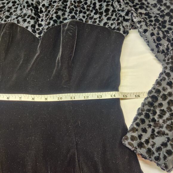 Vtg Niki Originals Black Velvet Burnout Fit & Flare Prom Dress 8 Whimsigoth - Picture 13 of 14